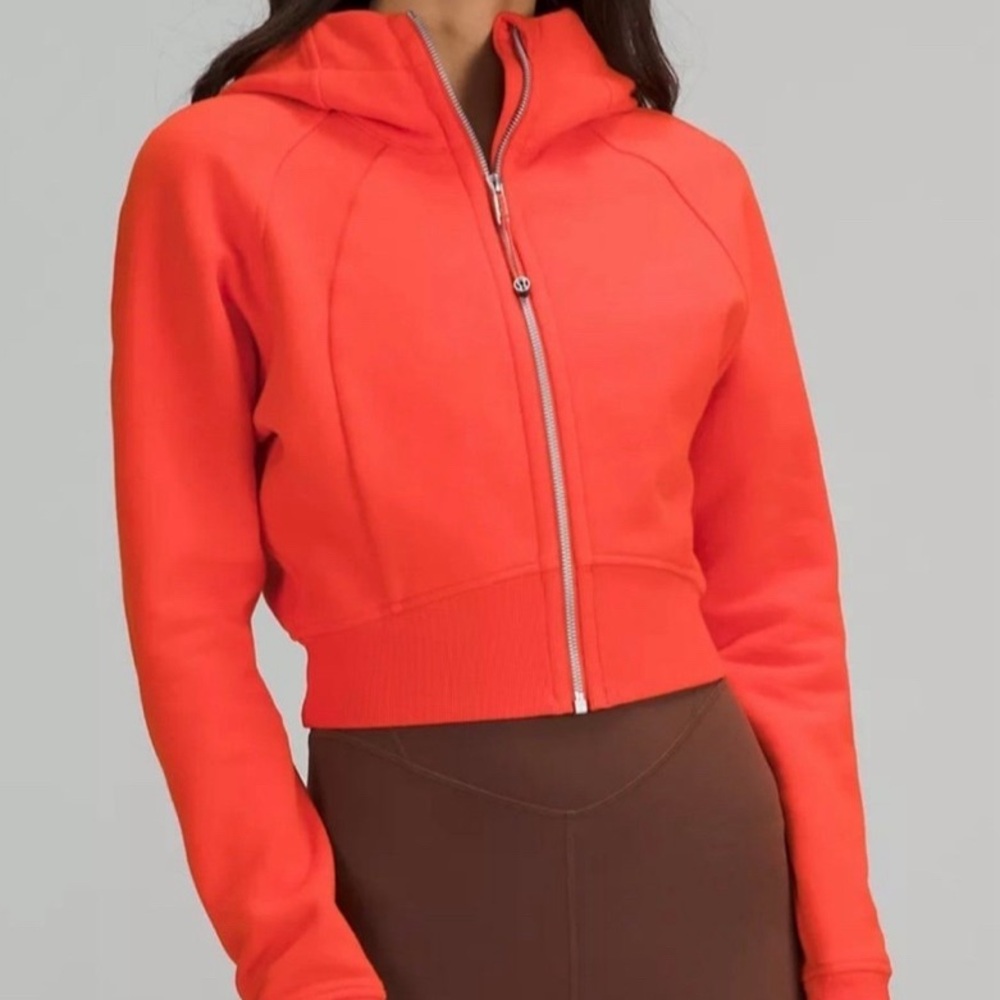 Lululemon scuba full zip cropped hoodie solar orange size 8